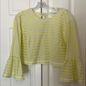 Yellow and white cropped shirt